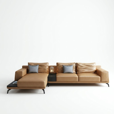 Wohnlandschaft L-Form Ecksofa Couch Design Leder Polster Garnitur Sofa