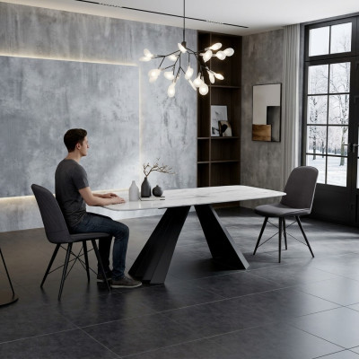 Design Esszimmer Gruppe Tisch + 4 Stühle Sitz Polster Garnitur Tische Lehn Stuhl