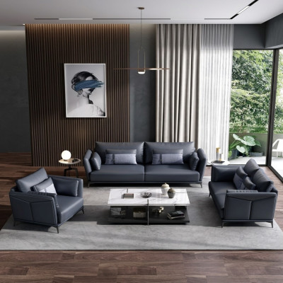 Italienische Polster Sitz Garnitur 3+2+1 Gruppe Leder Couch Modernes Sofa