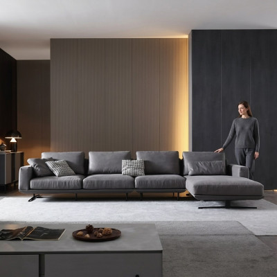 Designer Ledersofa Ecksofa Polster Eck Couch Deko Sitz Eck L Form Garnitur