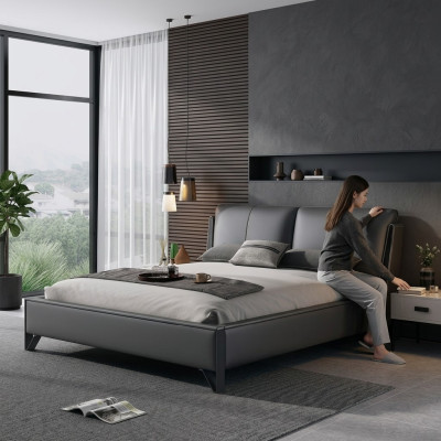 Deko Bett Polster Design Luxus Doppel Hotel Betten Schlaf Zimmer Leder