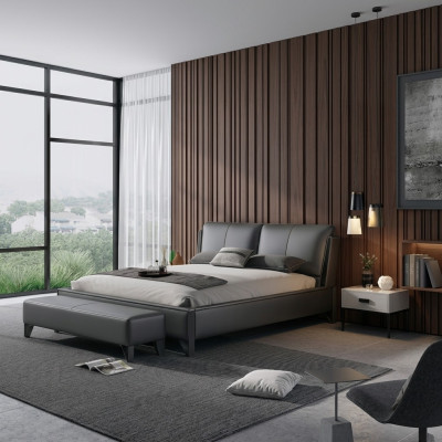 Deko Bett Polster Design Luxus Doppel Hotel Betten Schlaf Zimmer Leder