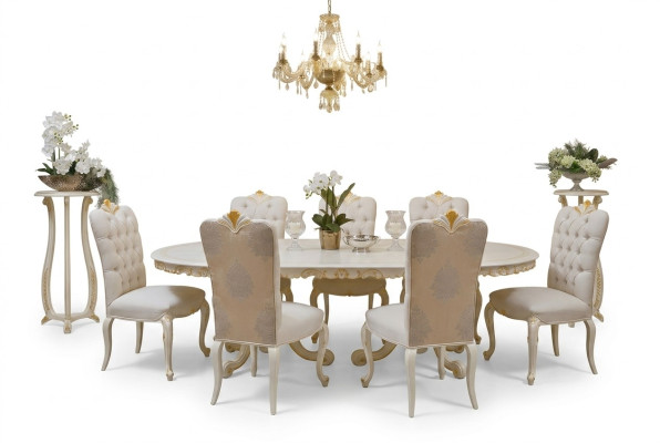 Klassischer Esstisch Massivholz Esszimmer Garnitur 4x Stuhl Set Stühle 5 tlg.