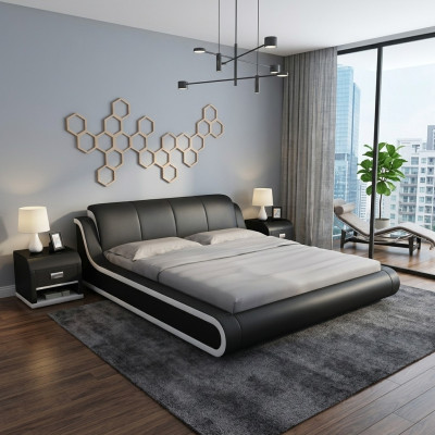 Lederbett Design Doppelbett Betten Bett Leder Polster Schlafzimmer Ehe