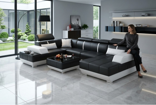Design Wohnlandschaft U Form big Ecksofa Sofa Couch Polster xxl Garnitur