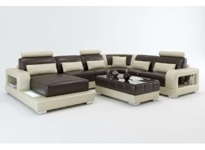 Braunes Ledersofa Ecksofa Sofa Couch Design Sitz Polster Garnitur