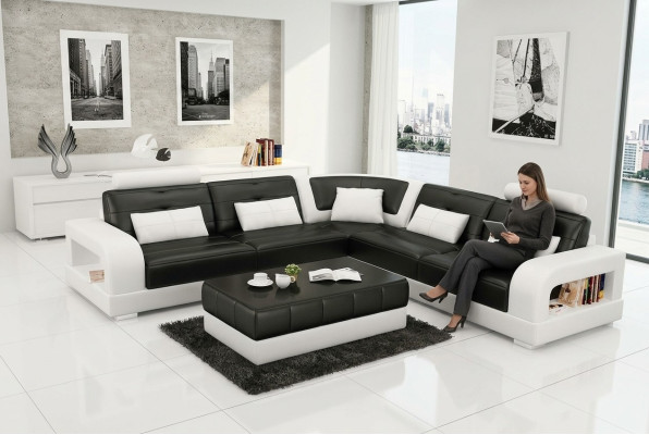 Polster Ecksofa Sofa Couch Wohnlandschaft Leder Eck Sofas Garnitur