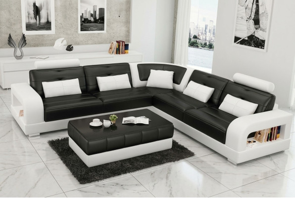 Polster Ecksofa Sofa Couch Wohnlandschaft Leder Eck Sofas Garnitur