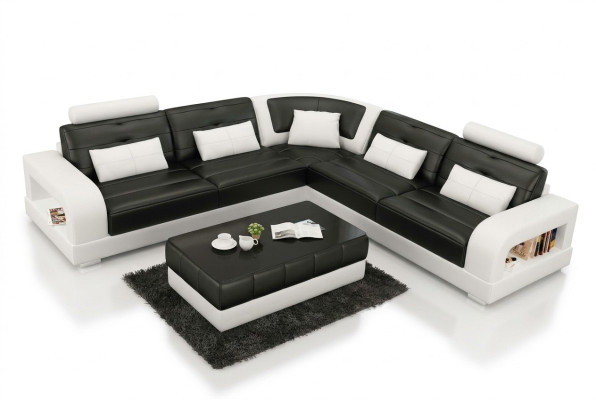 Polster Ecksofa Sofa Couch Wohnlandschaft Leder Eck Sofas Garnitur