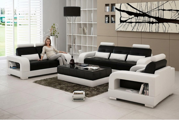 Ledersofa Couch Sofagarnitur 3+2 Garnitur Design Modern Sofa Sitzer Garnituren