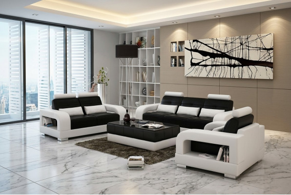 Ledersofa Couch Sofagarnitur 3+2 Garnitur Design Modern Sofa Sitzer Garnituren