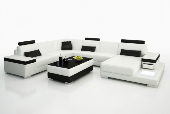Ledersofa Designer Sofa U Form Wohnlandschaft Couch Polster Deko Ecksofa