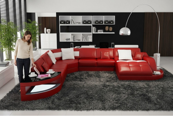 Designer Wohnlandschaft Garnitur Eckgarnitur U-Form Couch Ecksofa Polster