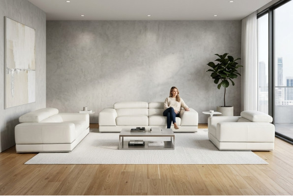 Ledersofa Wohnlandschaft 3+2 Sitzer Garnitur Design Modern Sofa Garnituren Neu