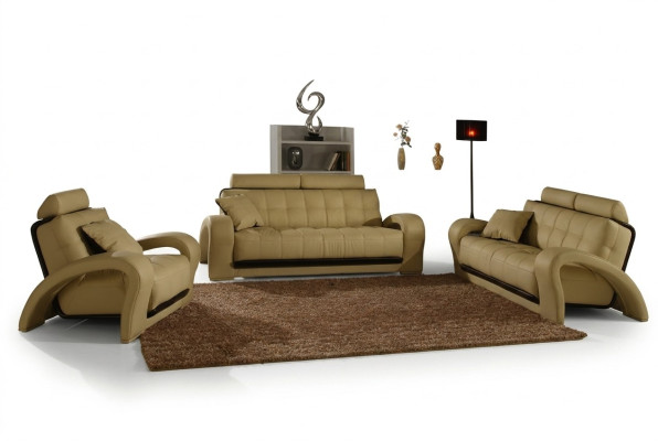 Ledersofa Wohnlandschaft 3+2 Sitzer Garnitur Design Modern Sofa Ledergarnitur