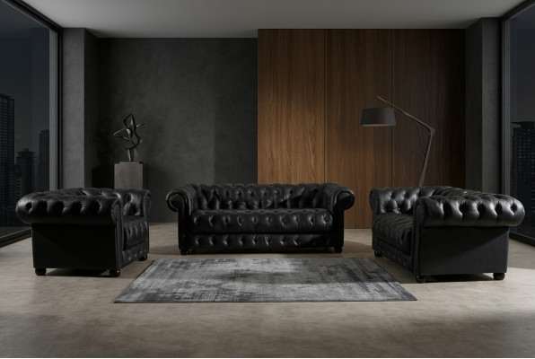 Ledersofa Sitzpolster Garnitur Chesterfield Stühle Design Sofa Couch Garnitur