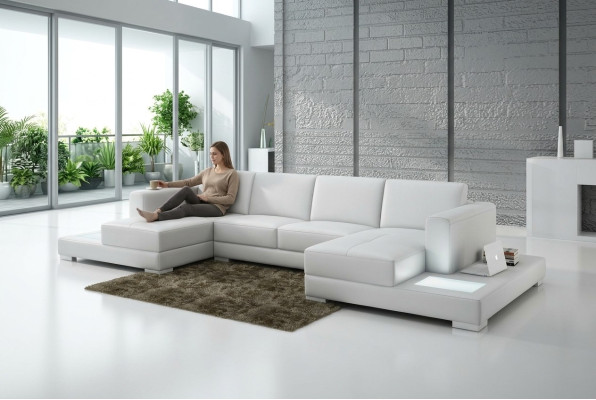 Wohnzimmer Sitzmöbel Couch Garnitur Leder Sofa Polster Eckcouchen