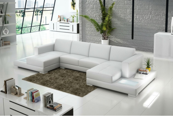 Wohnzimmer Sitzmöbel Couch Garnitur Leder Sofa Polster Eckcouchen