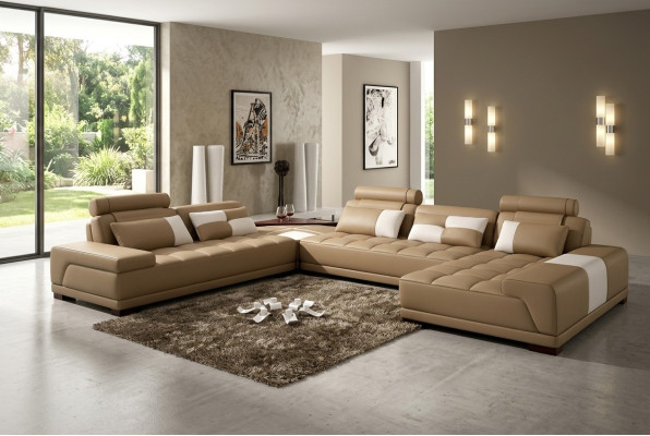 Ecksofa Ledersofa Polster Wohnlandschaft Couch Sofa Eckgarnitur UForm