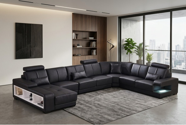 XXL BIG Wohnlandschaft U Form Ecksofa Sofa Couch Polster Deko Garnitur