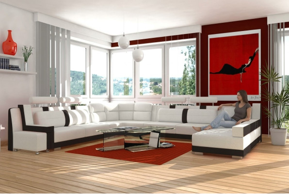 Garnitur U Form Sofa Couch Polster Garnitur Wohnlandschaft Design