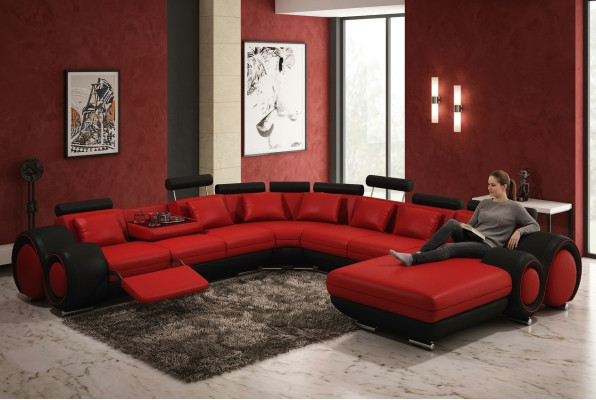 Ledersofa Couch Polster Sitz Garnitur Couchen Wohnlandschaft BIG XXL