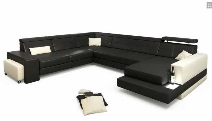Designer Garnitur Eckgarnitur Wohnlandschaft U-Form Couch Ecksofa Polster