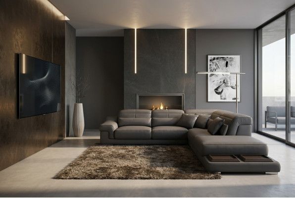 Ecksofa L-Form Design Sofa Ecksofa Couch Leder Polster Textil Sofas