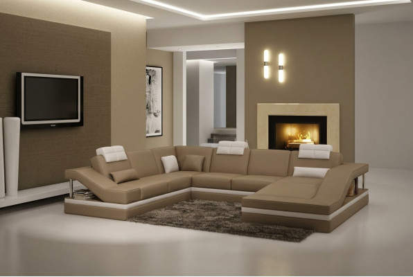 Ecksofa Ledersofa Polster Sofa Wohnlandschaft Couch Eckgarnitur U Form