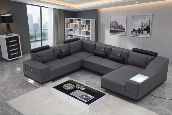 Ecksofa Ledersofa Big xxl U Form Wohnlandschaft Deko Sofa Couch Garnitur