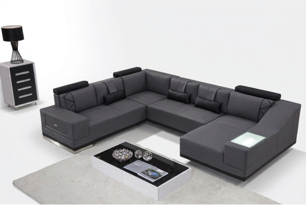 Ecksofa Ledersofa Big xxl U Form Wohnlandschaft Deko Sofa Couch Garnitur