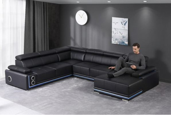 Moderne Ecksofa Wohnlandschaft Couch Eckgarnitur Led Linie Beleuchtet