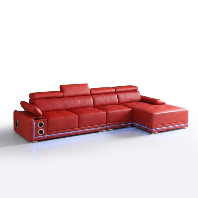 Couch Beleuchtete Leder Ecksofa L Form Sound Led Boxen Modernes