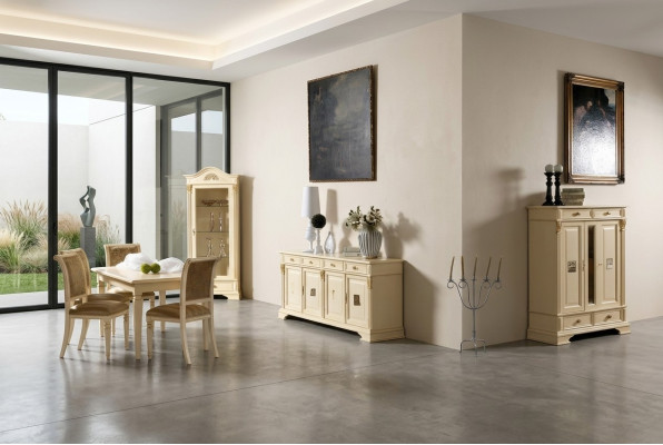 Komplette Esszimmer Garnitur 4x Stühle Anrichte 8tlg. Set Tisch Kommode Gruppe Massivholz