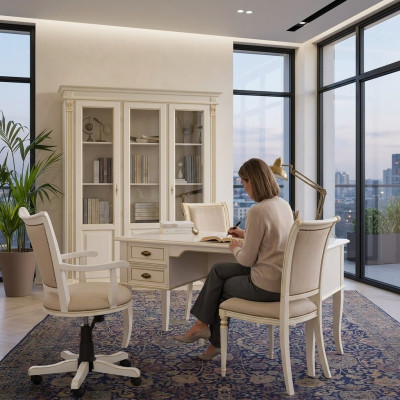 Büro Schreibtisch + Sessel Schreibtische Tisch Holz Stuhl 2tlg Set Italien