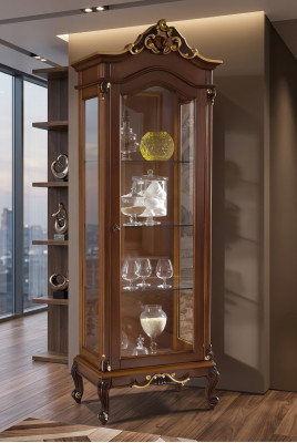 Edle Vitrine Antik Stil Barock Rokoko Klassisch Wohnzimmer Glas Schrank