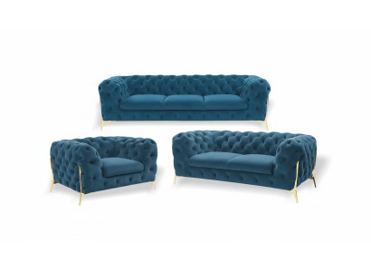 Luxus Chesterfield Polster Sofagarnitur in Samt 3+2 Sitzer Couch Set Garnitur