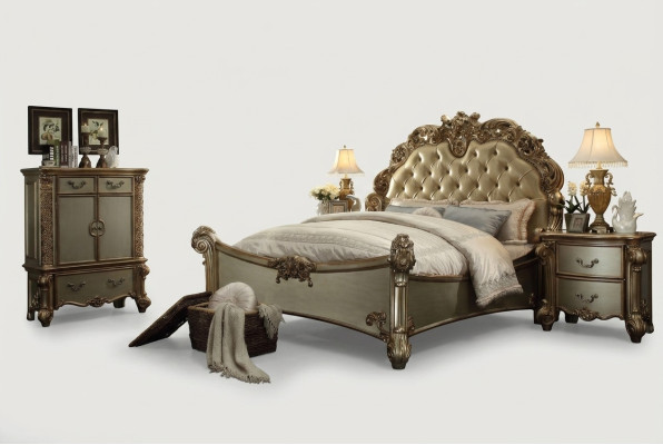 Design Luxus Schlafzimmer Set Bett 2x Nachttische Deko Kommode Garnitur