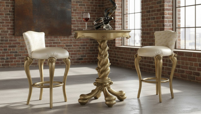 Barhocker Stuhl Sessel Bar Hausbar für Theke Tresen Barschrank Deko Barock