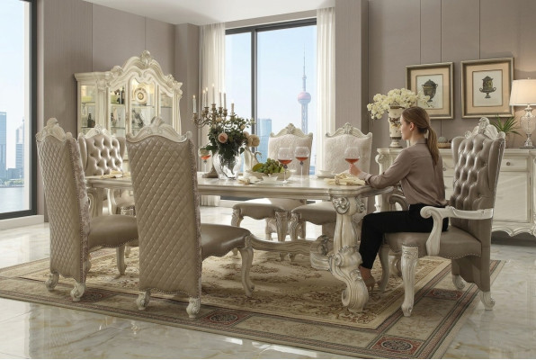 Königliche 7tlg. Garnitur Esszimmer Set Rokoko-Barock Tisch mit 6x Stühlen