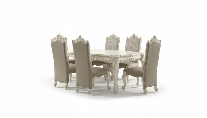 Königliche Esszimmergarnitur Barock-Rokoko Esszimmer Möbel 6x Stühle Esstisch 7tlg. Set