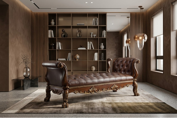 Chesterfield Chaiselongues Liege Ottomane Sofa Echtes Leder Relax Chaise