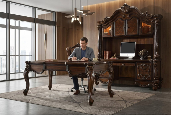 Edles Luxus Büro Zimmer Set Schreibtisch + Sessel + Computertisch