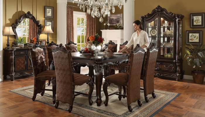 Klassischer Esstisch Tisch Holz Garnitur Esszimmer 8x Stuhl Set Stühle