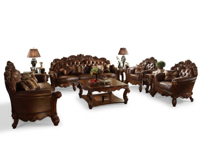 Ledersofa Sofagarnitur Set Garnitur Couch Gruppe Chesterfield Sofa Barock
