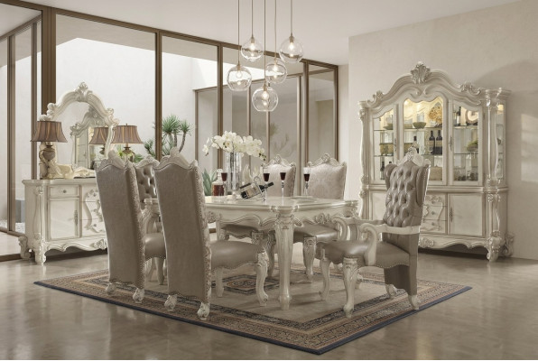 Weißes Esszimmer Set Designer Garnitur Esstisch Stühle Kommode Spiegel