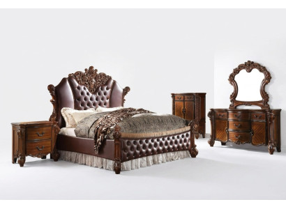 Bett 2x Nachttische 3tlg. Set Möbel Barock Rokoko Schlafzimmer 180x200