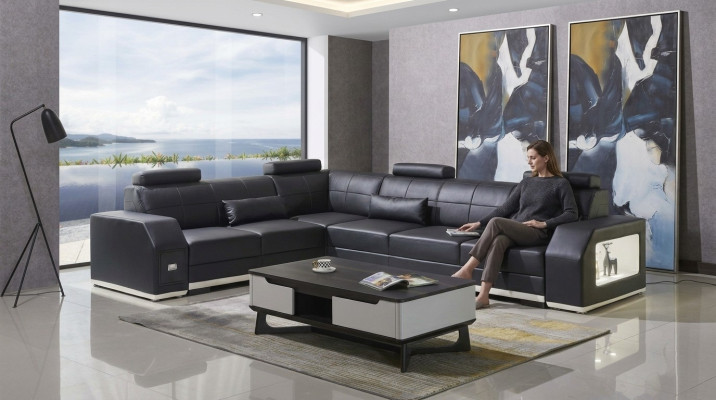 Ecksofa Ledersofa Big L Form Wohnlandschaft Sofa Couch Garnitur