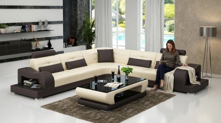 Ledersofa Couch Wohnlandschaft L Form Dekor Design Modern Sofa Eck Sofas