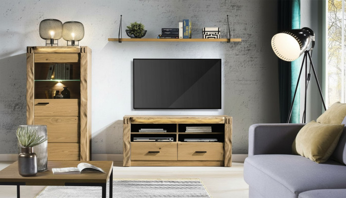 Wohn Wand Wohnzimmer Vitrine Kommode Regal 3tlg. Set Regale Schränke